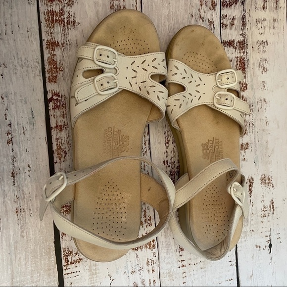 𝅺SAS duo quarter strap sandals size 6.5 narrow off white shoes summer orthotic - Picture 4 of 8